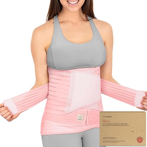 3 in 1 Postpartum Belly Support Recovery Wrap – Postpartum Belly Band, After Birth Brace, Slimming Girdles, Body Shaper Waist Shapewear, Post Surgery Pregnancy Belly Support Band (Blush Pink, XL)