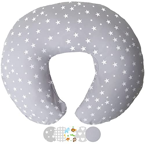 Niimo Nursing Pillow for Breastfeeding - Multifunctional Breast Feeding Pillows for Mom, Nursing Pillows for Breastfeeding, Baby Support, Breastfeeding Pillows, Removable Cover, Grey Star White