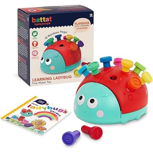 Battat Education Fine Motor Peg Toy for Toddlers & Kids Montessori Educational & Developmental Learning Ladybug 18+ Months