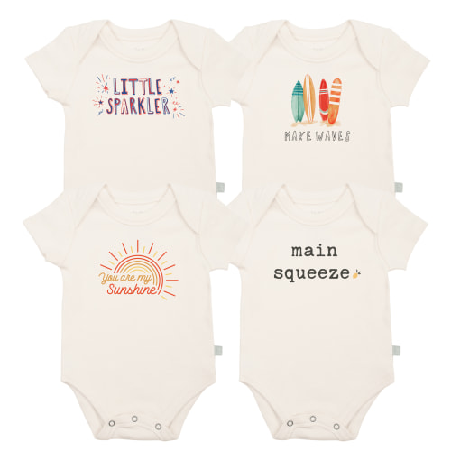 Graphic Bodysuit Set - Summer 4 Pack | 100% Organic - Finn + Emma