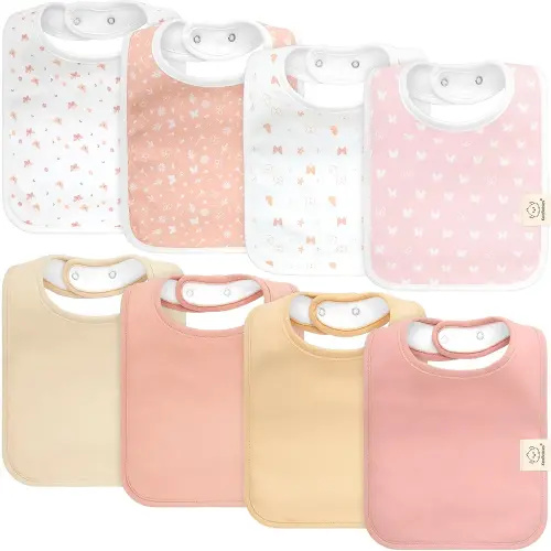 KeaBabies 8-Pack Organic Baby Bibs for Boys, Girls - Super Absorbent Cotton Drool Bibs for Baby Girl & Boy, Teething Toddler, Drooling Newborn, Ultra Soft & Machine Washable (Butterflies)