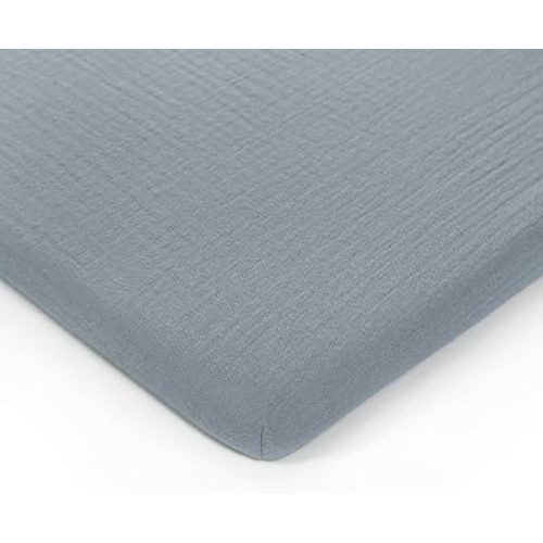 Comfy Cubs Muslin Bassinet Sheet - 100% Soft Cotton Fabric, Breathable & Gentle for Baby’s Sensitive Skin - Universal Fit with Secure Elastic Edging, Gift-Ready Packaging - Pacific Blue