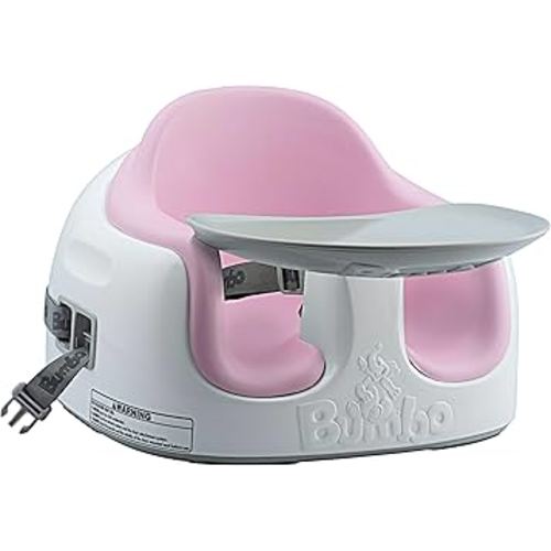 Bumbo 3-in-1 Multi-Seat for 6 to 36 Months, Travel Baby Feeding & Play Floor Seat, All-in-One Portable Booster with Tray & Toddler High Chair, Cradle Pink