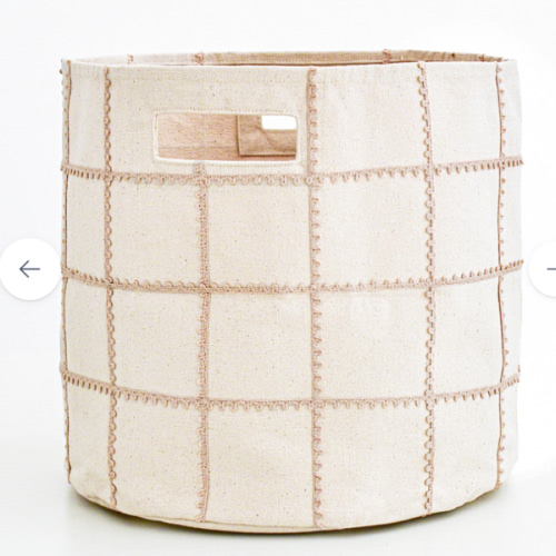 Handmade Canvas Storage Basket Lace - Pecan