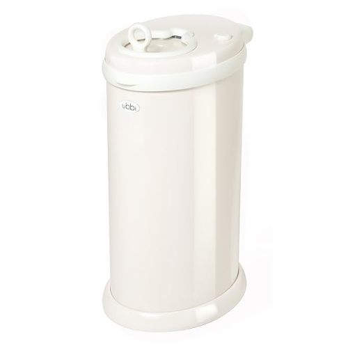 Ubbi Steel Diaper Pail, Odor Locking, No Special Bag Required, Award-Winning, Registry Must-Have, Ivory