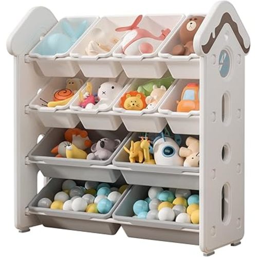 UNICOO 4-Tier Kids Candy House Montessori-Style Toy Storage Cabinet White