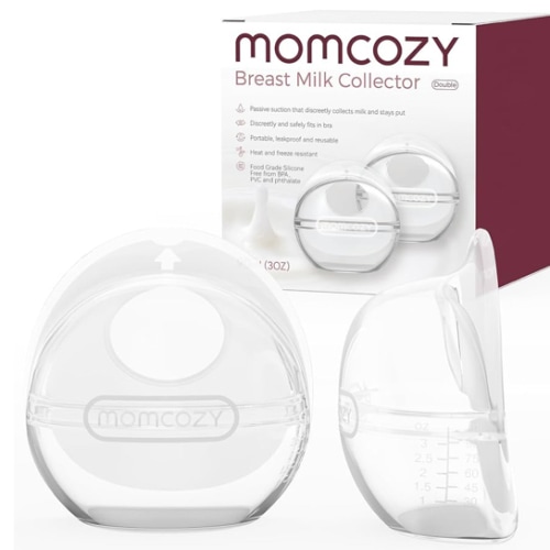Momcozy Breast Milk Collector, Milk Collectors for Breastfeeding, Reusable Breast Milk Shells, Silicone Catcher with More Fit & Soft (3oz/90ml, 2 Counts)