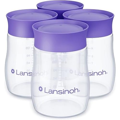 Lansinoh Breastmilk Storage Breast Pump Bottles, 4 Count