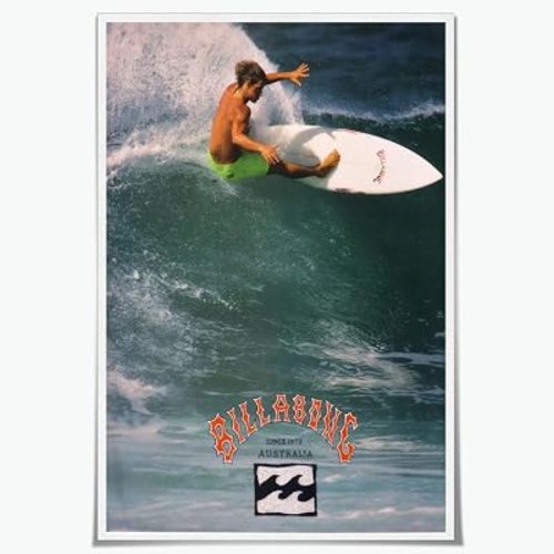 Vintage Hawaii Surf Posters Ocean Wave Surfer Canvas Print Retro Surfing Competition Wall Art Coastal Beach Picture Decor for Boy Room Bedroom Bathroom California Surf Artwork 12x18inch Unframed