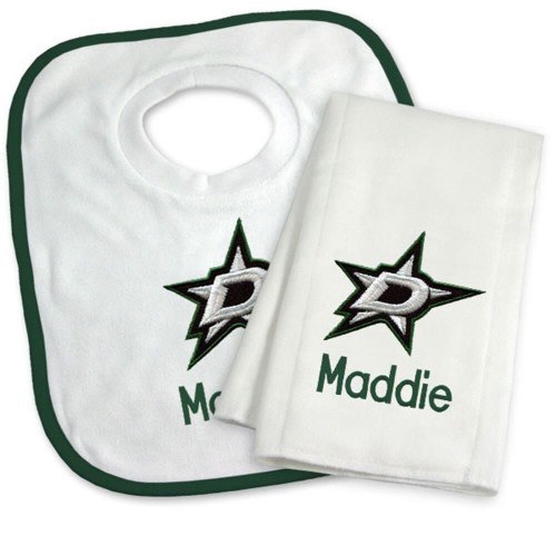 Personalized NHL Dallas Stars Baby Bib & Burp Cloth Gift Set