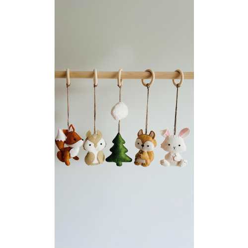 Woodland baby play gym toys , woodland nursery accessory , hanging felt toys