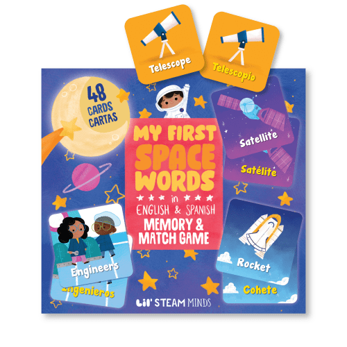 My First Space Words in English & Spanish Memory & Match Game