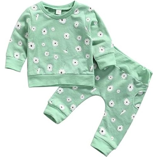 Toddler Baby Girl Fall Winter Clothes Newborn Infant Floral Pullover Sweatshirt T-Shirts+Pants 3PCS Outfits Set