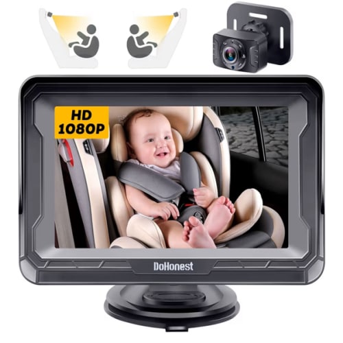 DoHonest Baby Car Camera HD 1080P - Rear-Facing Car Baby Monitor with Night Vision, Adjustable View Angle, Easy Setup, Anti-Glare Display, Safety for Kids & Infants