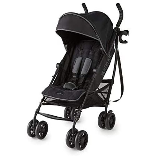 Summer 3Dlite+ Convenience Stroller, Matte Black – Lightweight Umbrella Stroller with Oversized Canopy, Extra-Large Storage and Compact Fold