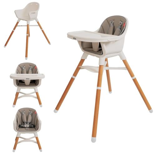 Nuby 4-in-1 Baby High Chair Seat with Removable Tray - 6+ Months to 3 Years - Adjustable Toddler Chair for Eating - Holds Up to 60 lbs - Gray