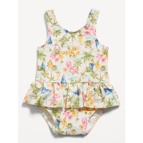 Printed Ruffled One-Piece Swimsuit for Baby