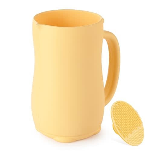 Baby Bath Rinse Cup, Bath Cup for rinsing Hair,The Silicone Material is Soft and Safe, a Good Choice for Baby Bath Products(Cat Yellow)