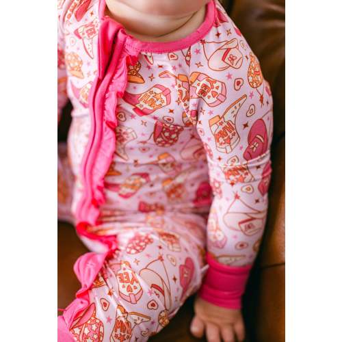 Pink Dolly Bamboo Ruffle Romper I Poppy Kids Co