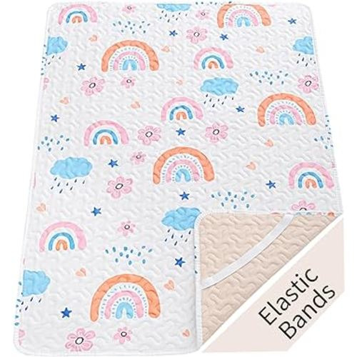 Quilted Pack n Play Sheet Fitted, Breathable Thick Pad for Pack and Play Mattress, Pack and Play Mattress Sheet fits Graco, Portable Mini Cribs, Play Yards, Padded Playpen Protector Cover