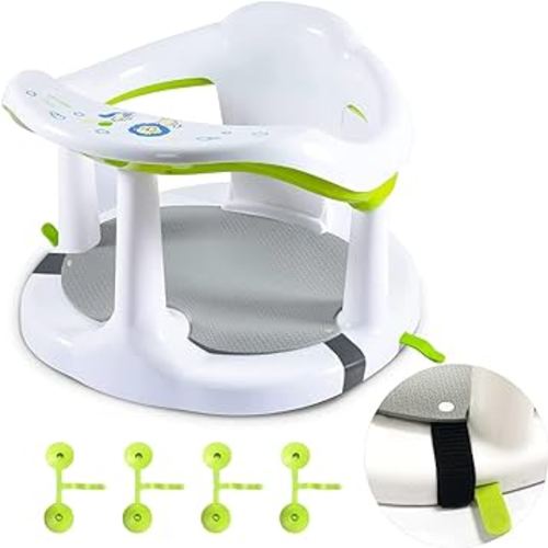 CAM2 Baby Bath Seat Non-Slip Infants Bath tub Chair with Suction Cups for Stability, Newborn Gift, 6-18 Months (White)