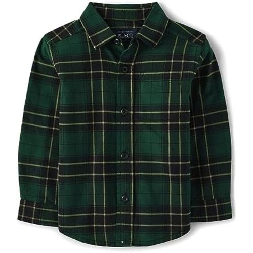 The Children's Place Baby Boys' and Toddler Long Sleeve Plaid Flannel Button Up Shirt