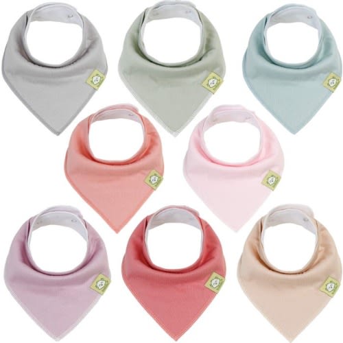KeaBabies 8-Pack Organic Bandana Bibs, Muted Pastel