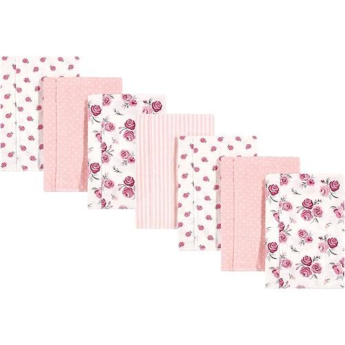 Hudson Baby Unisex Baby Cotton Flannel Burp Cloths, Cream Rose, One Size