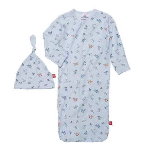 woodsy tale modal magnetic cozy sleeper gown + hat set | blue – Magnetic Me