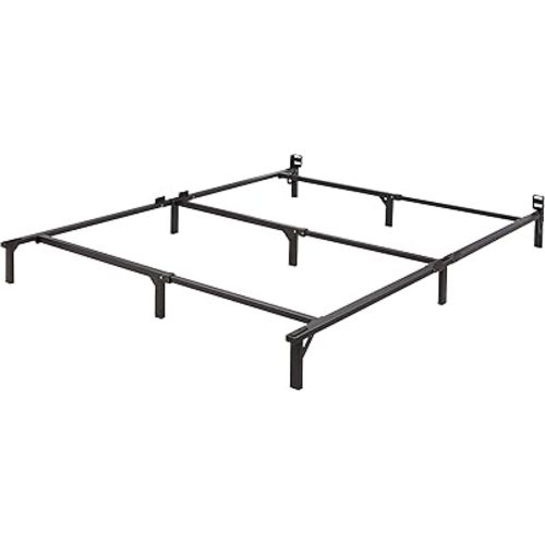 Amazon Basics Metal Bed Frame, 9-Leg Base for Box Spring and Mattress, Queen, Tool-Free Easy Assembly, 79.5" L x 59.5" W x 7" H, Black