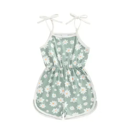 12-18m DAISIES Ribbed Jumpsuit - Hazel & Bo