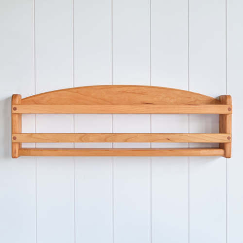 24" Cherry Wall Shelf / Bookshelf with Back Support - With or Without Hooks