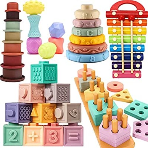 AZEN Baby Toys 0-3 Years, Toddler Toys Age 1-2, (6-in-1) Montessori Toys for Babies 1 2 3 Year Old, Infant Toddler Newborn Toys, Learning Educational Preschool Toys