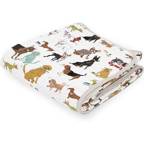 Little Unicorn Original Premium Cotton Quilt | Multi-Layered & Extra-Soft Muslin Fabric |for Babies & Toddlers (Woof)