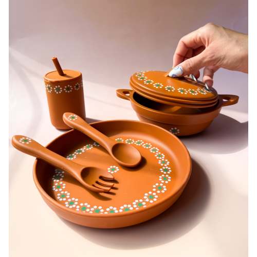 Mexican Clay Plate Baby Mexican Inspired Silicone Barro Meal Set