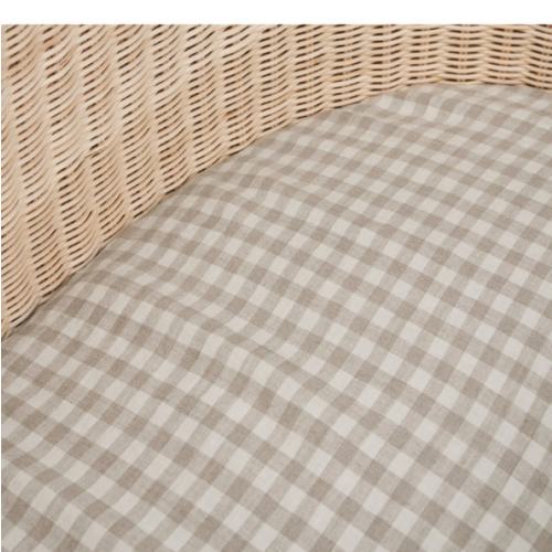 French Flax Linen Bassinet Sheet in Beige Gingham – I Love Linen
