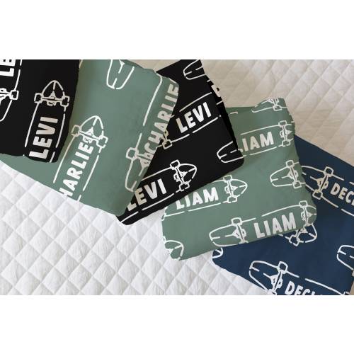 Personalized Skateboard Blanket: Custom Name Minky Throw Small Green