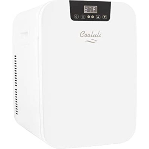 Cooluli 20 Liter Mini Fridge with Temperature Control - White Thermoelectric Cooler and Warmer for Bedroom, Office, Car, Dorm