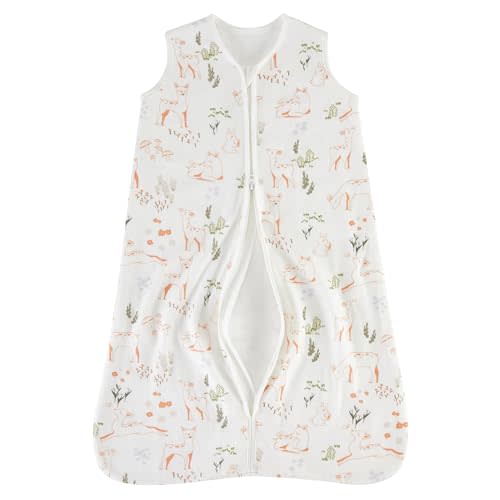 TILLYOU Baby Sleep Sack 6-12 Months TOG 1.5, 100% Cotton Soft Double Zipper Warm Sleeping Sack, Mischievous deer
