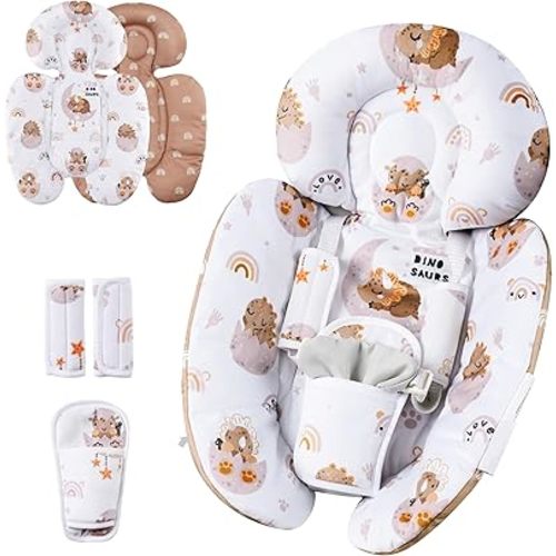 Infant Insert Compatible with 4moms Mamaroo Swing & Graco Swing & Infant Car Seat, Newborn Insert, Baby Head and Body Support, Reversible Design, Breathable Soft Fabric, 1Pcs - Dinosaur