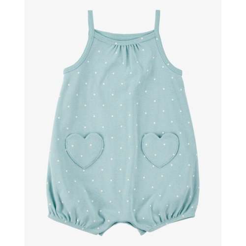 Baby Heart Pockets Cotton Romper - Blue - Carter's | Carter's