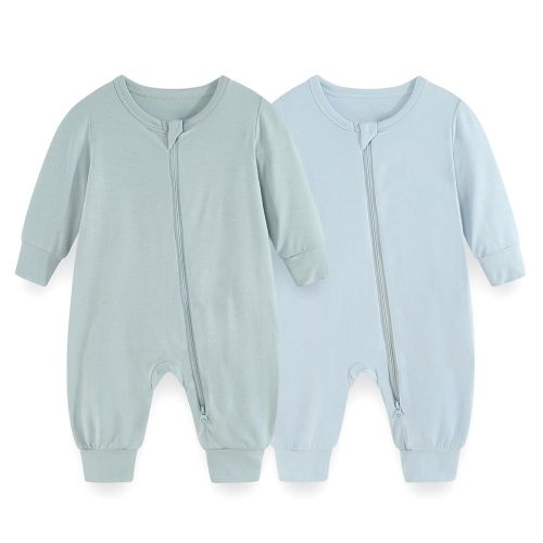 Unisex Rayon Made from Bamboo Zipper Baby Boy Girl Rompers 2 Pcak Long Sleeve Infants Jumpsuits New Born Clothes