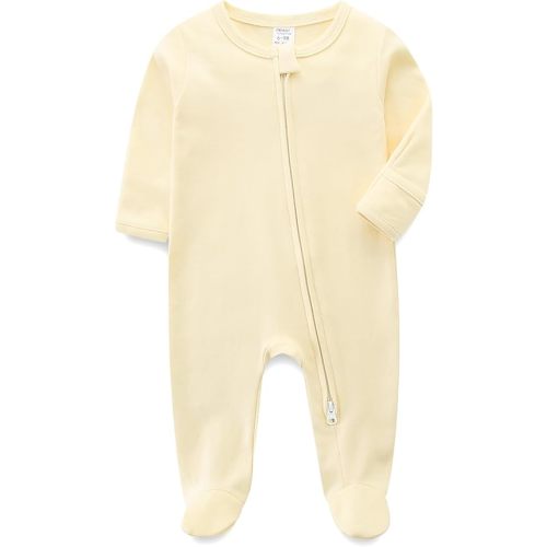 Unisex Baby Boy and Girl Zipper Onesie Solid Toddler Footie One-Piece Infant Romper Jumpsuit