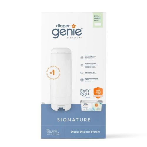 Diaper Genie Signature Pail With 9 Bags - White