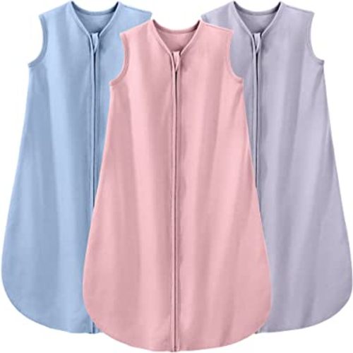 Yoofoss Baby Sleep Sack 0-6 Months Baby Wearable Blanket 100% Cotton 2-Way Zipper TOG 0.5 Toddler Sleeping Sack 3 Pack, Comfy Soft Lightweight Sleep Sacks for Babies (Small)