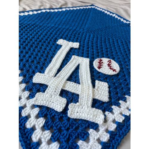 Handmade Crochet LA Dodgers Baby Blanket