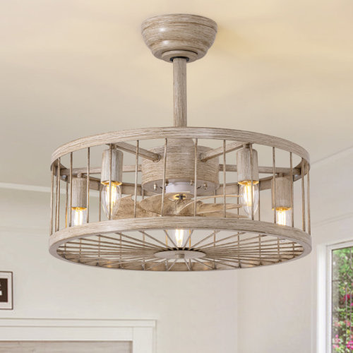 Williston Forge Buffy 20" Farmhouse Caged Ceiling Fan with Light Kit and Remote Control Included & Reviews | Wayfair