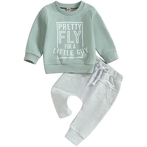 Toddler Baby Boy Clothes Mamas Boy Fall Winter Outfit Long Sleeve Letter Sweatshirt Plaid Jogger Pants Newborn Set