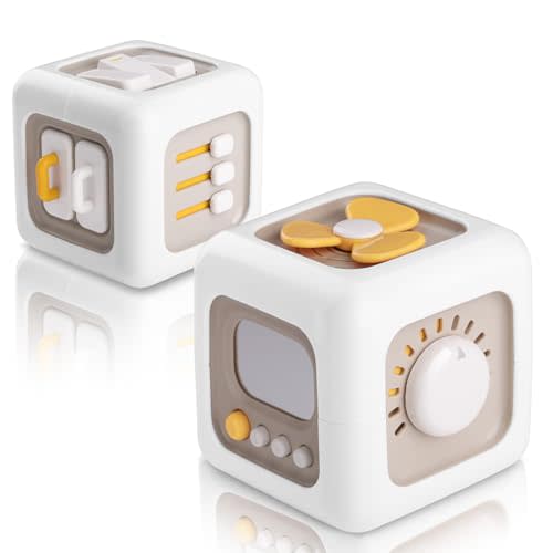 Alotwan Busy Cube Montessori Toys for 1+ Year Old, Sensory Toys Activity Cube, Travel Essential for Toddlers 1-3, Birthday Gift for Boys Girls 1 2 3, Baby Learning Fine Motor 12-18 Months