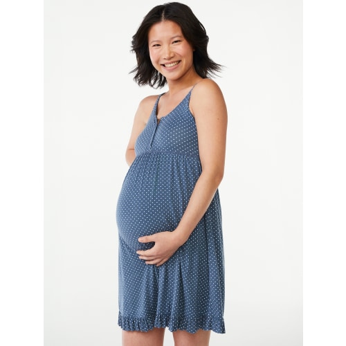 Joyspun Women's Maternity Nursing Chemise Dress, Sizes S to 3X